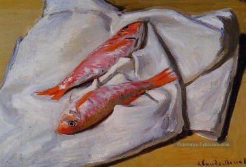  rouge Peintre - Nature morte Red Mullets Claude Monet